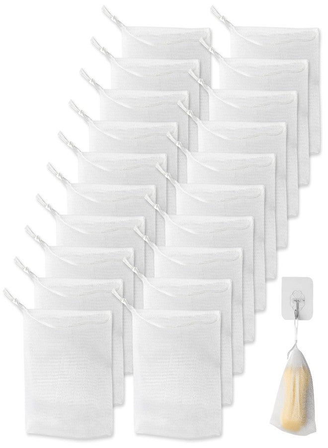 PKRFCJ 40 PCS Soap Saver Bag, Exfoliating Mesh Soap Saver Pouch Bags, Bubble Mesh Net Bags with Drawstring, Easy to Store, for Shower, Face Cleansing, White - Image 1